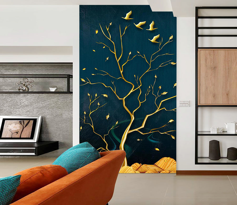 3D Golden Tree WC844 Wall Murals