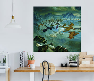 3D Mountains Group Dragon 8055 Ciruelo Wall Sticker