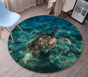 3D Sea Turtle 82042 Animal Round Non Slip Rug Mat