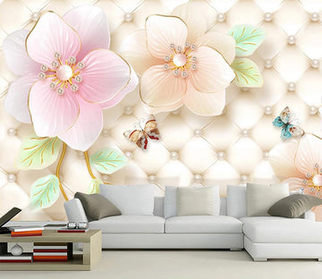 3D White Pearl Flower WC720 Wall Murals