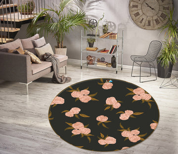 3D Pink Flower Cluster 10540 Kashmira Jayaprakash Rug Round Non Slip Rug Mat