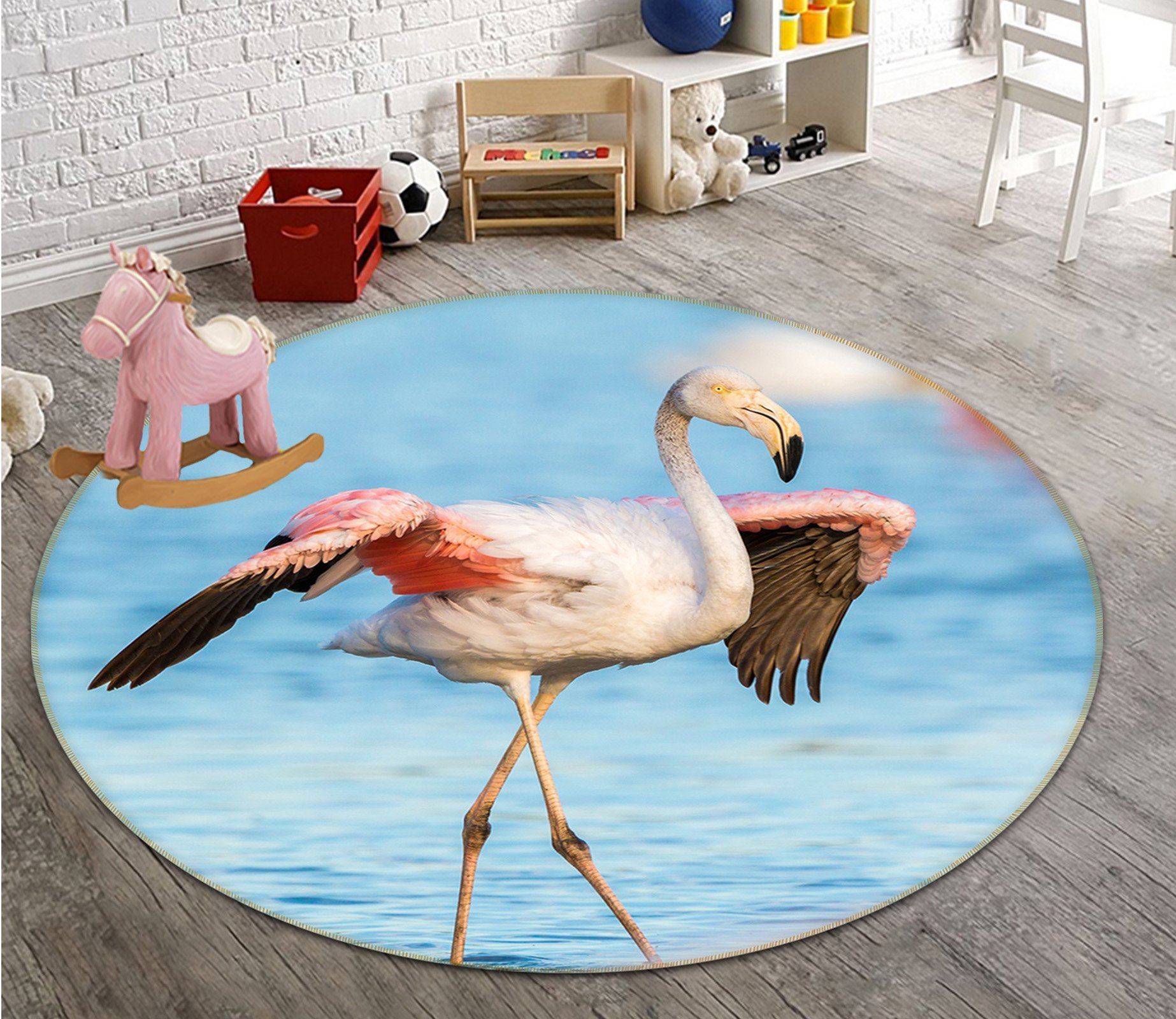 3D Red Crowned Crane 040 Animal Round Non Slip Rug Mat Mat AJ Creativity Home 