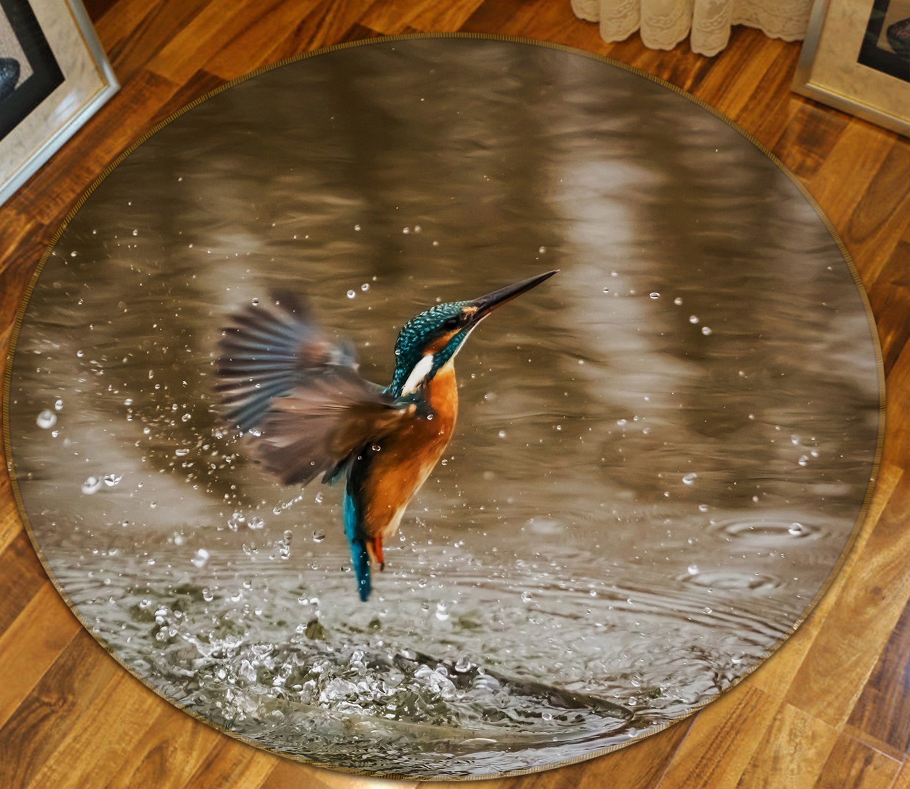 3D Kingfisher 81297 Animal Round Non Slip Rug Mat