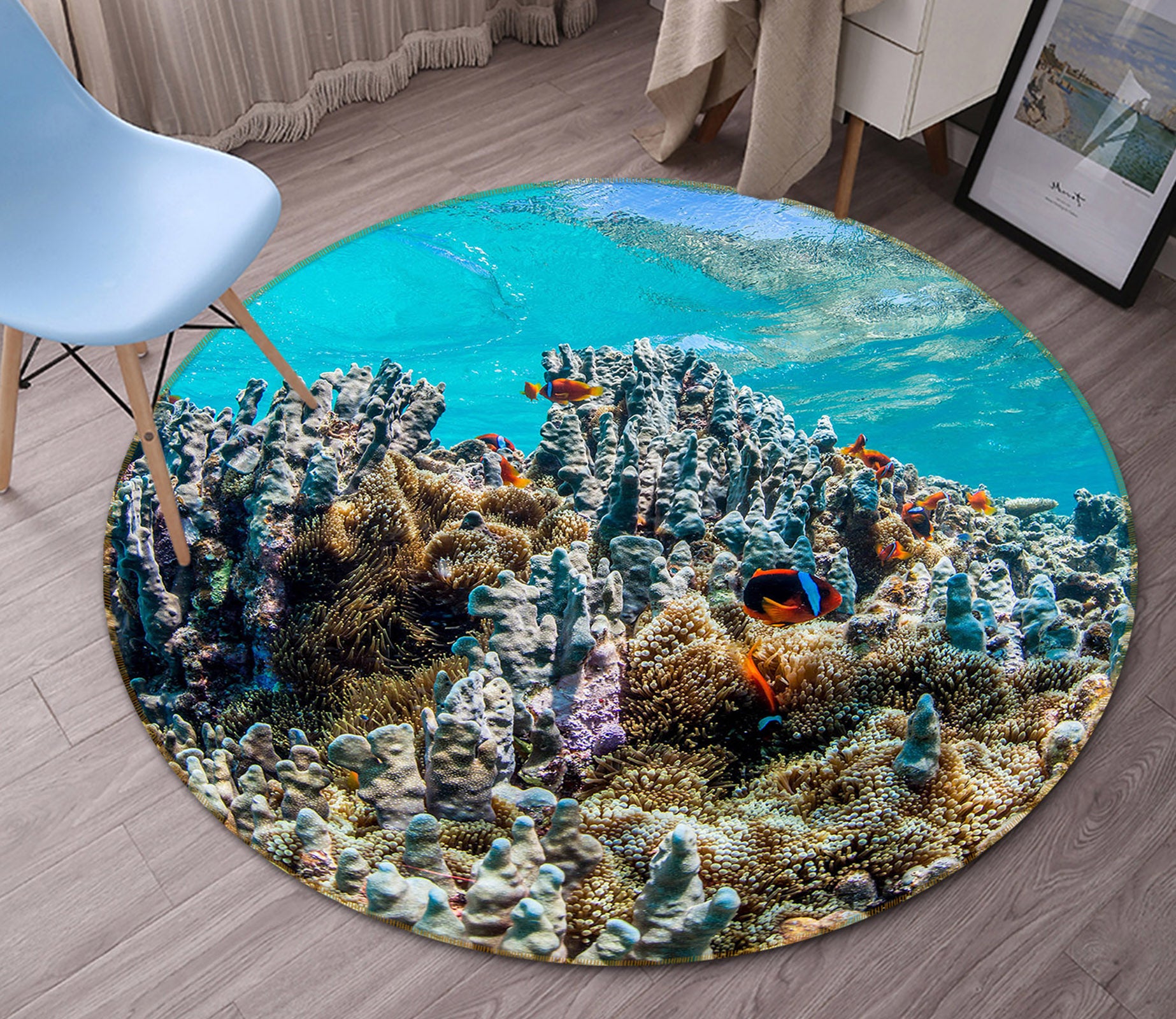 3D Coral 38094 Animal Round Non Slip Rug Mat