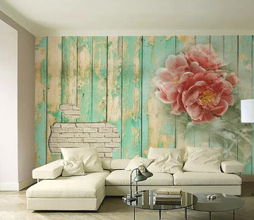 3D Green Wall Peony WC189 Wall Murals