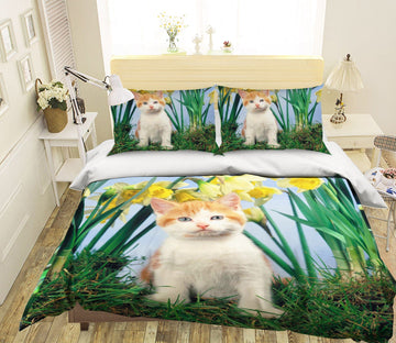 3D Cat Chrysanthemum 1903 Bed Pillowcases Quilt Quiet Covers AJ Creativity Home 