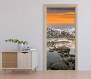 3D Sunset Snow Mountain Stone 11590 Marco Carmassi Door Mural