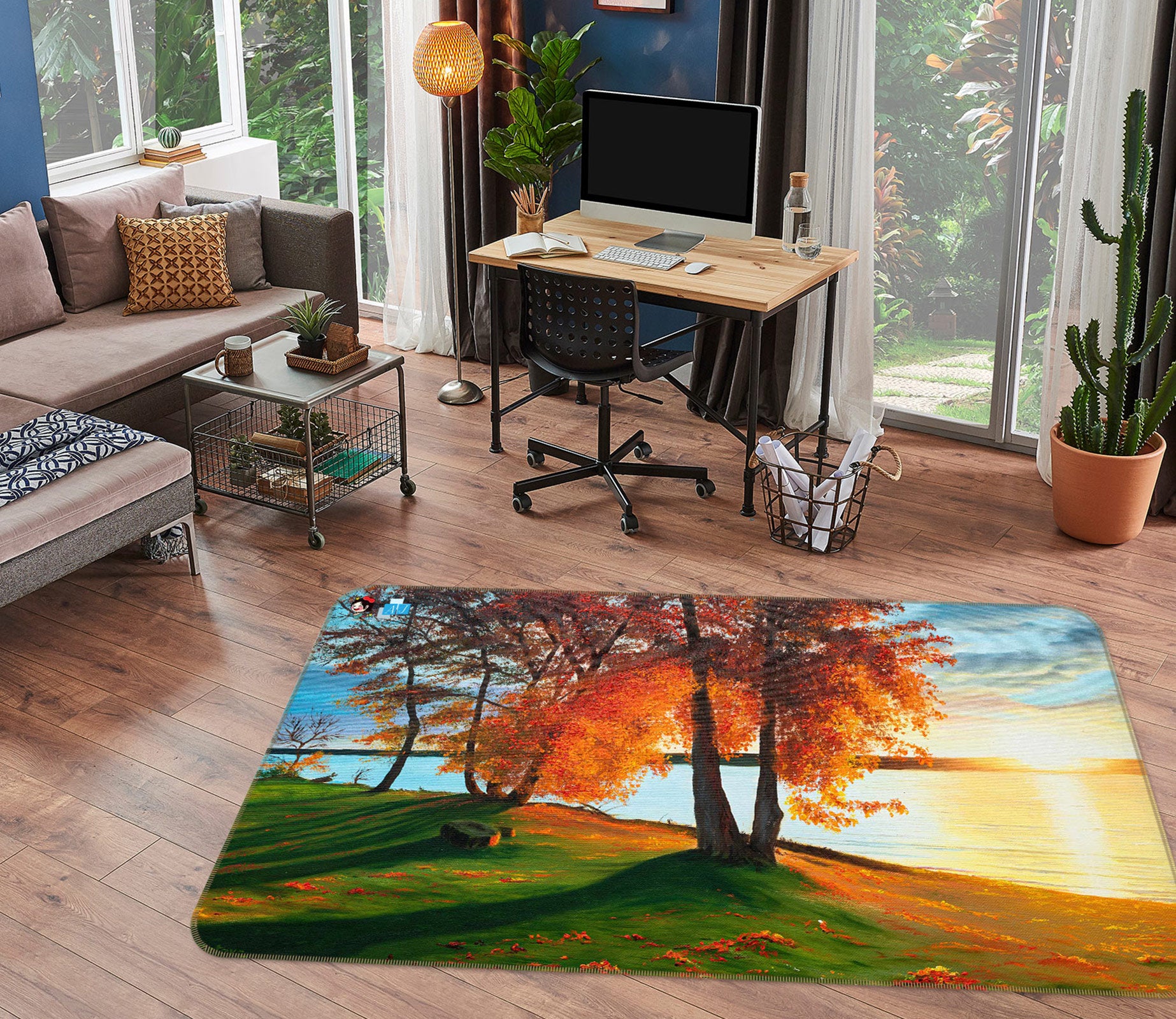 3D Meadow Tree 1882 Marina Zotova Rug Non Slip Rug Mat