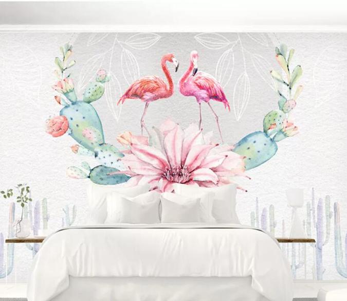 3D Cute Flamingo 139 Wall Murals Wallpaper AJ Wallpaper 2 