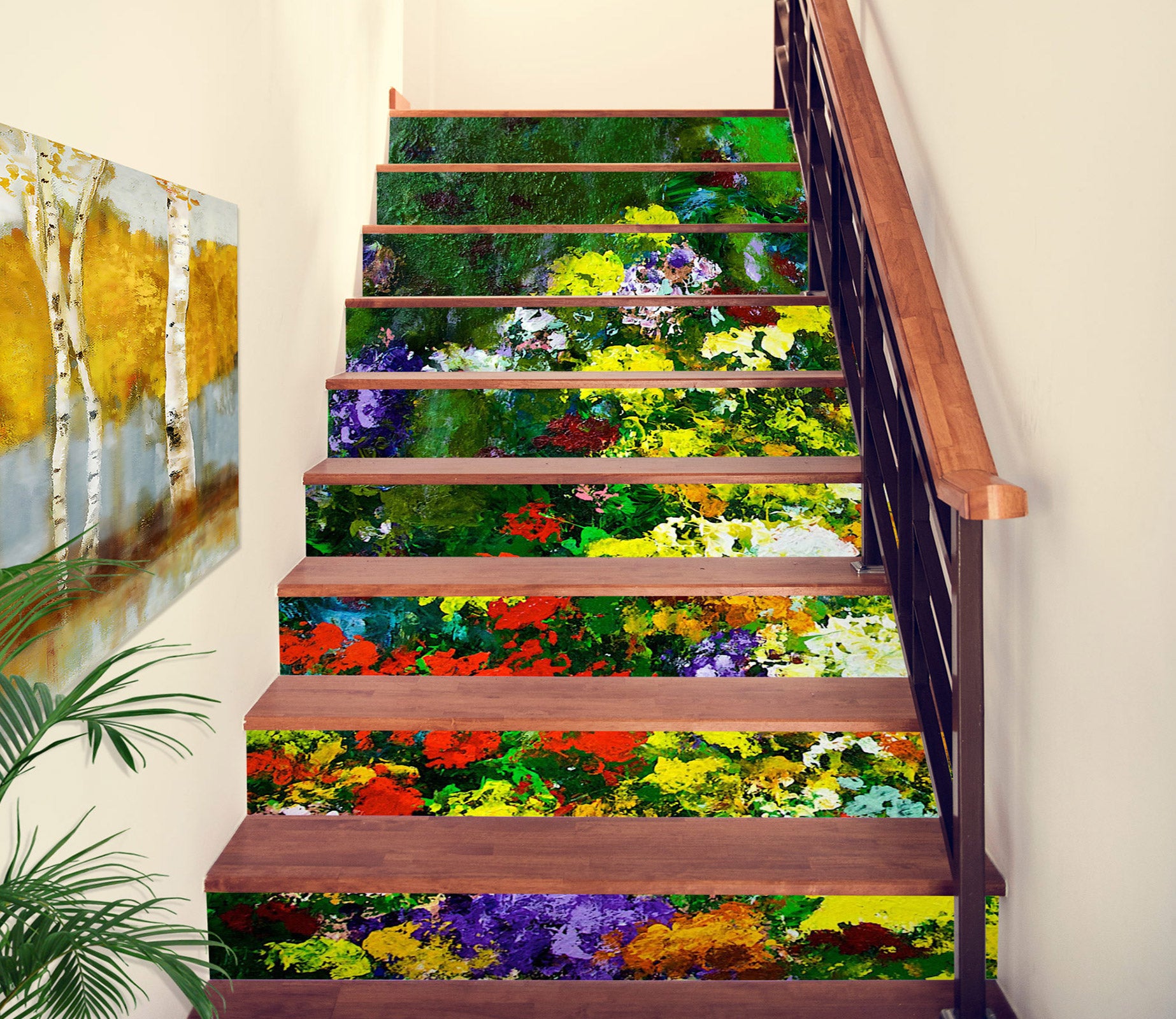 3D Colorful Flowers Pattern 9022 Allan P. Friedlander Stair Risers