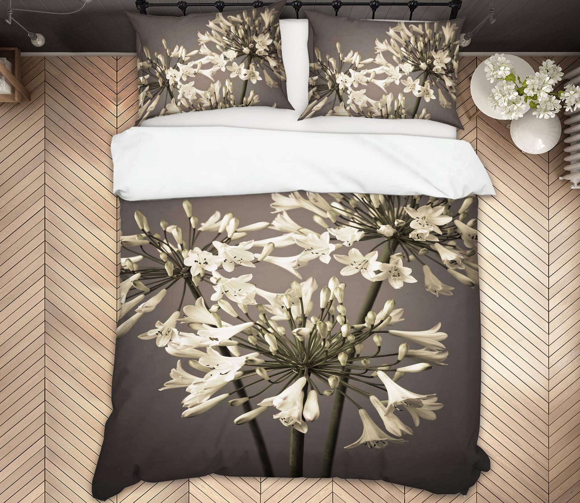 3D White Flowers 8592 Assaf Frank Bedding Bed Pillowcases Quilt