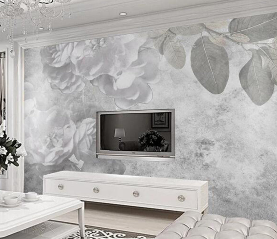 3D White Peony WC1361 Wall Murals