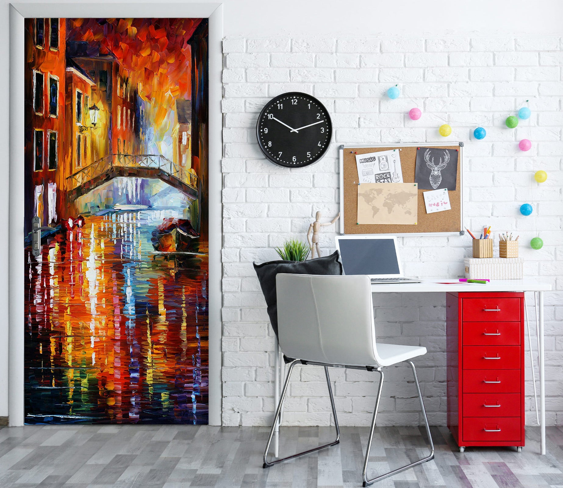 3D Oil Painting Bridge 042 Door Mural