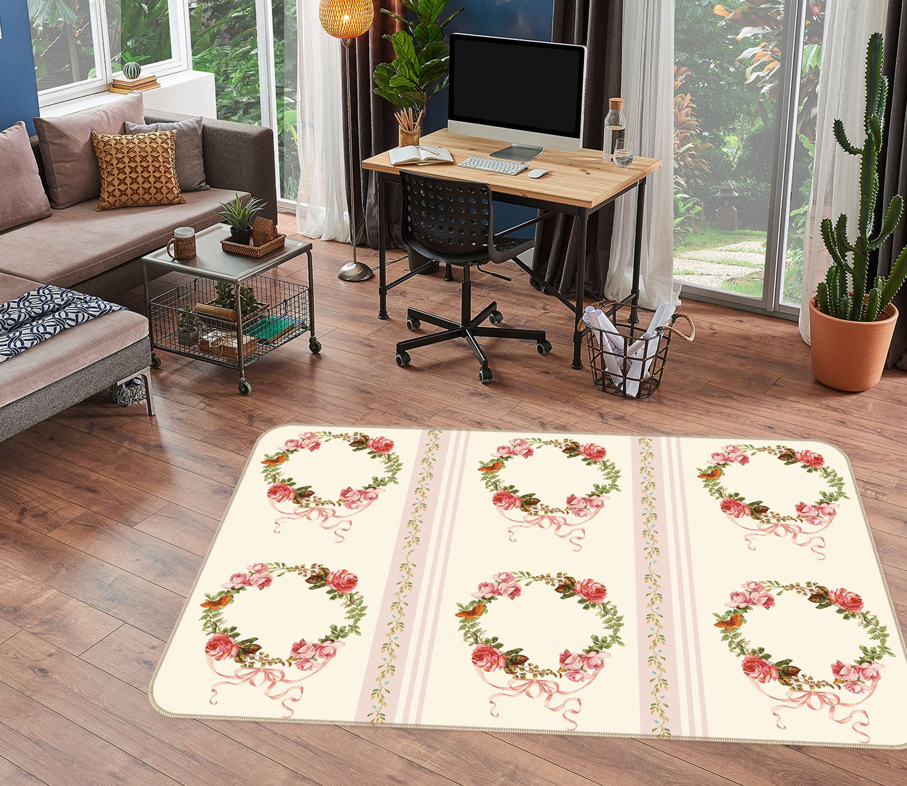 3D Flower Ring 159 Uta Naumann Rug Non Slip Rug Mat