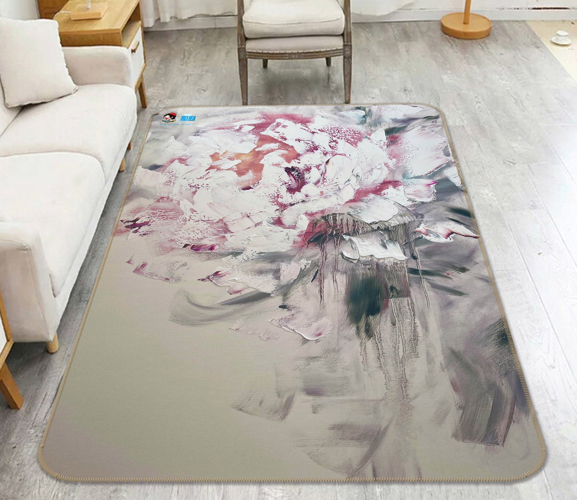 3D Paint Flower 3042 Skromova Marina Rug Non Slip Rug Mat