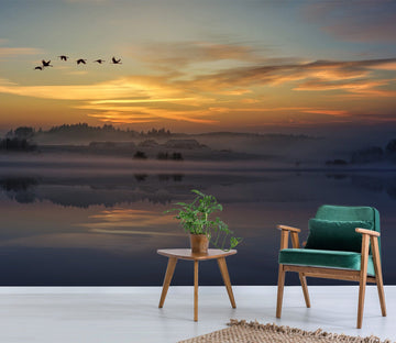 3D Dusk Geese 233 Wallpaper AJ Wallpaper 