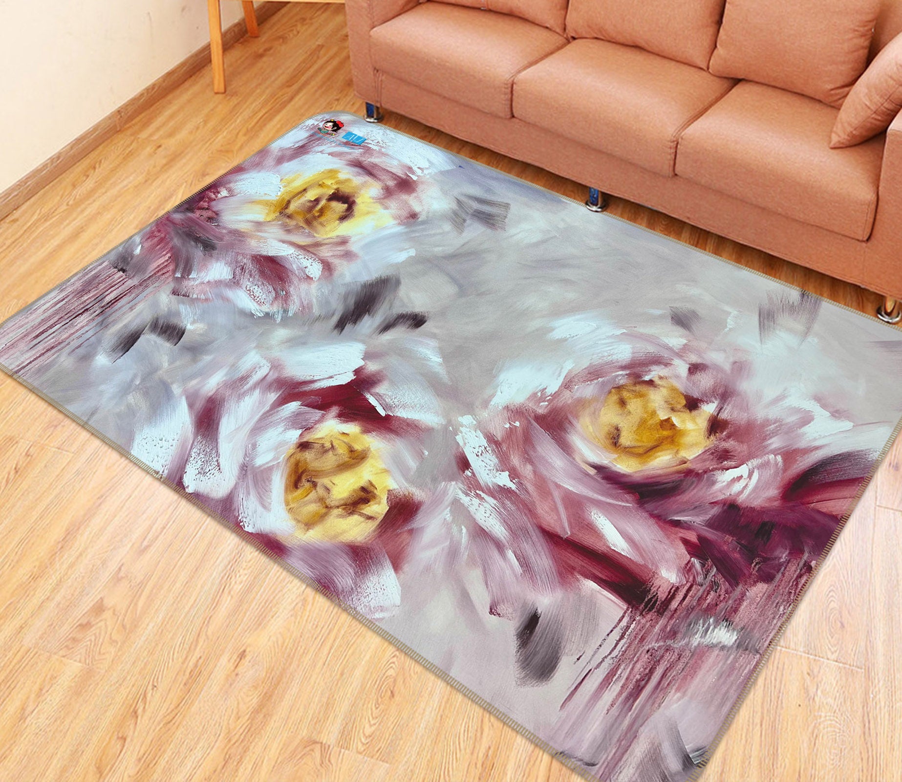 3D Painted Flowers 3034 Skromova Marina Rug Non Slip Rug Mat