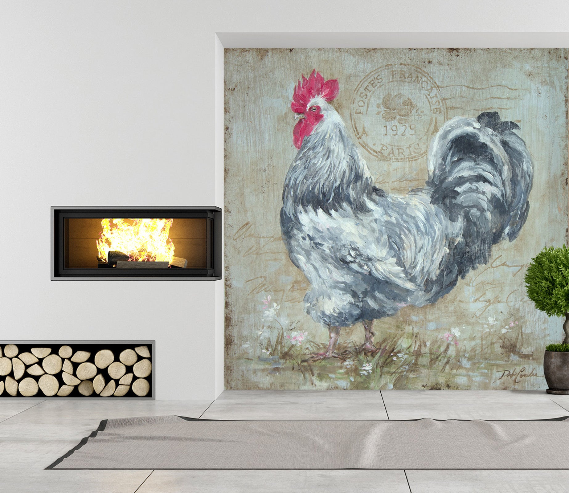 3D Rooster 3112 Debi Coules Wall Mural Wall Murals