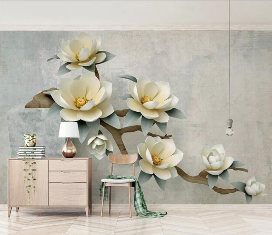 3D White Lotus WC1667 Wall Murals