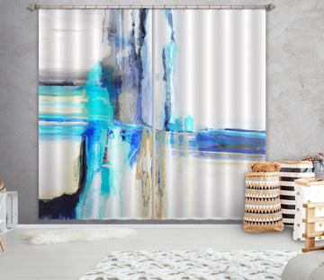 3D Blue Splash Ink 050 Michael Tienhaara Curtain Curtains Drapes Curtains AJ Creativity Home 