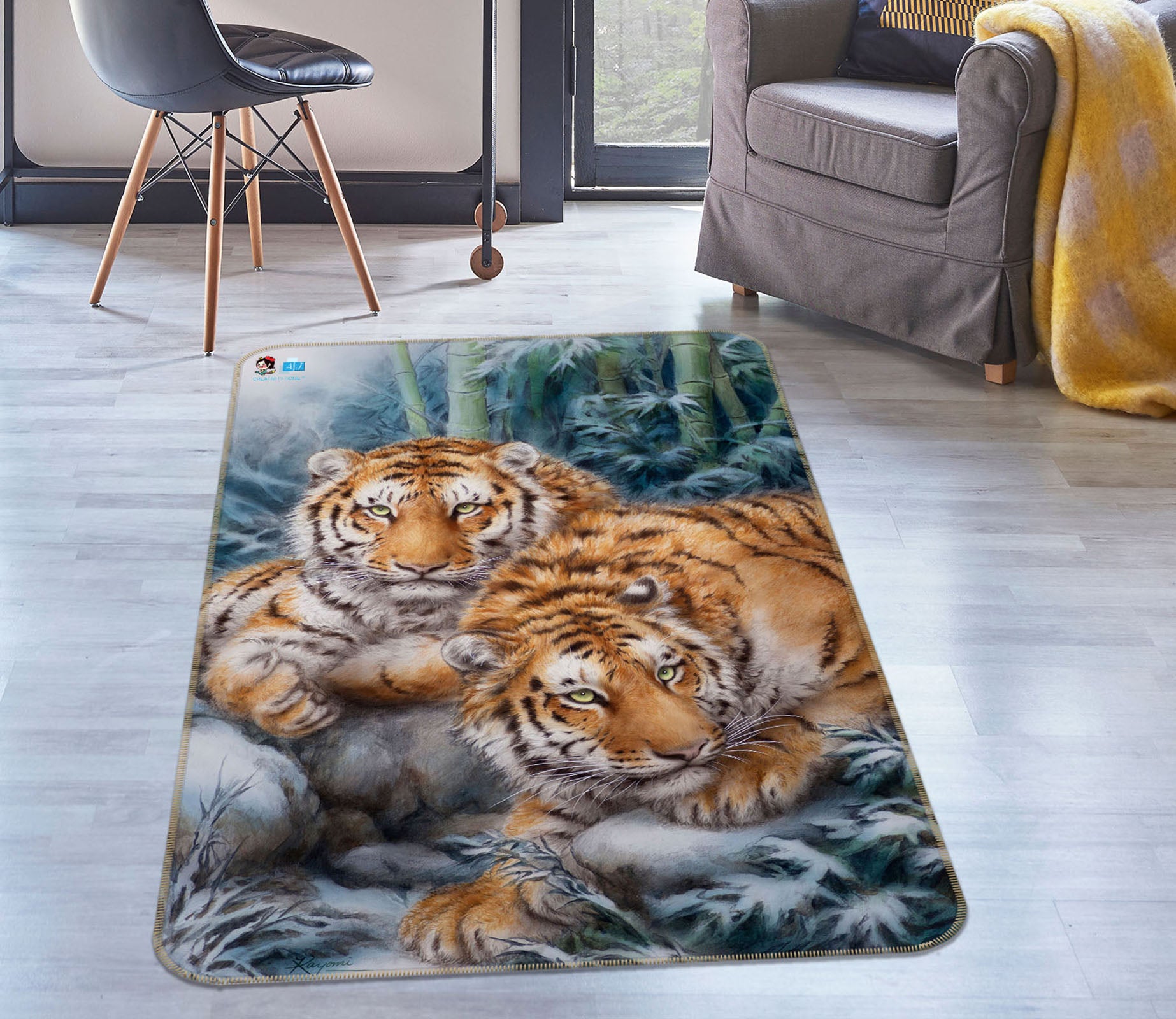 3D Forest Tiger 5706 Kayomi Harai Rug Non Slip Rug Mat