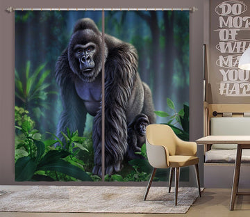 3D Gorilla 067 Jerry LoFaro Curtain Curtains Drapes Curtains AJ Creativity Home 