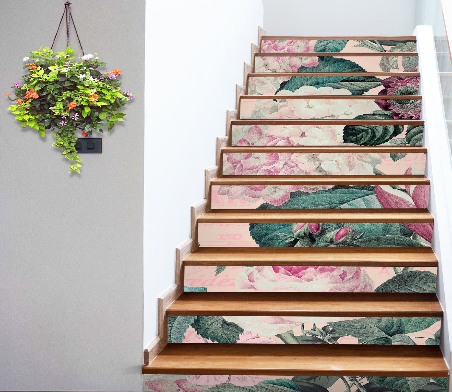 3D Pink Flower Bush 10490 Andrea Haase Stair Risers