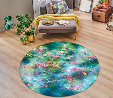 3D Beautiful Bouquet 756 Skromova Marina Rug Round Non Slip Rug Mat