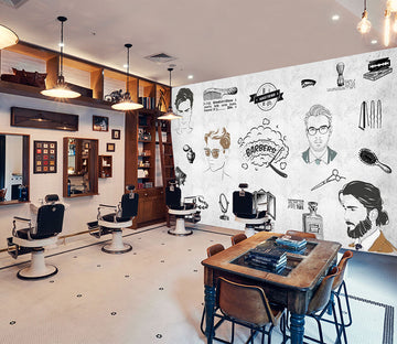 3D Trend Boy 1420 Barber Shop Wall Murals