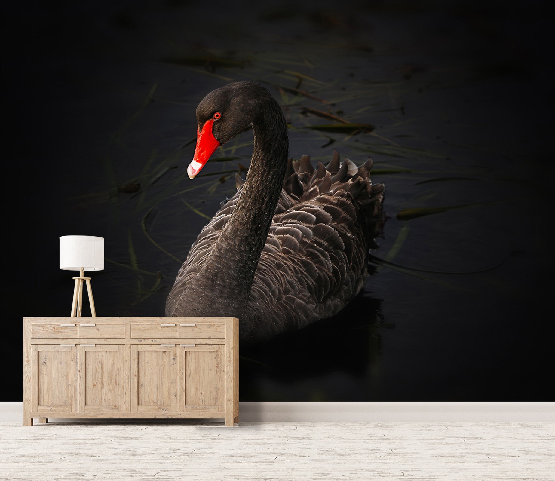 3D Black Swan 144 Wall Murals