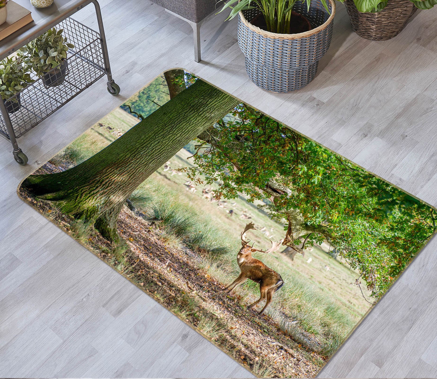 3D Big Tree Fawn 152 Assaf Frank Rug Non Slip Rug Mat