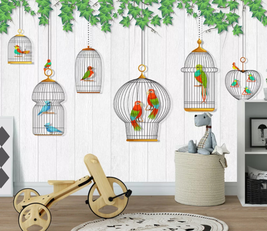 3D Cage Birds WC1449 Wall Murals