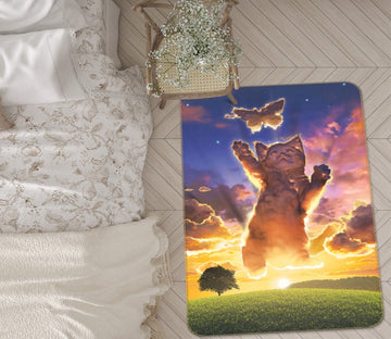 3D Cloud Kitten Sunset 1023 Vincent Hie Rug Non Slip Rug Mat Mat AJ Creativity Home 