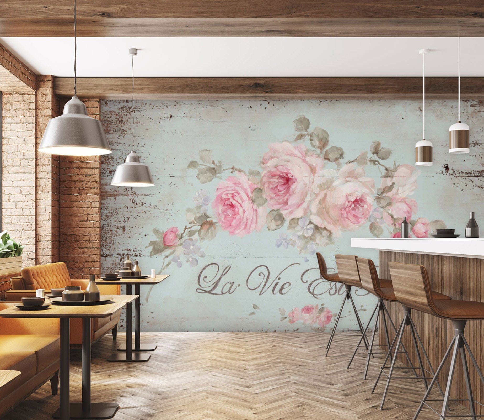 3D Pink Rose 1406 Debi Coules Wall Mural Wall Murals Wallpaper AJ Wallpaper 2 