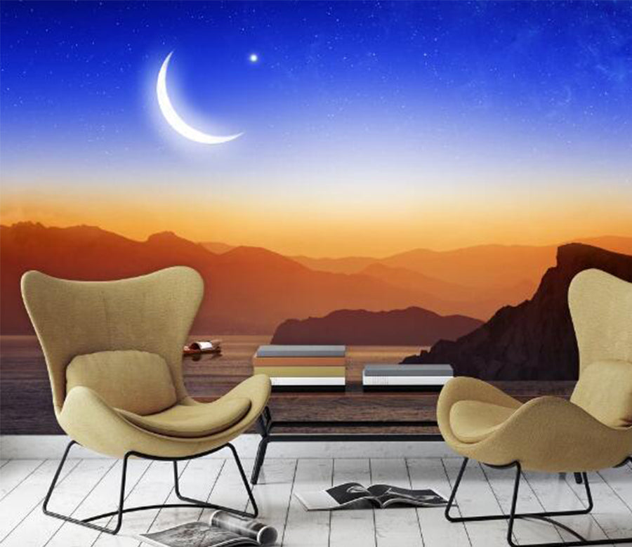 3D Moon Lake WC382 Wall Murals