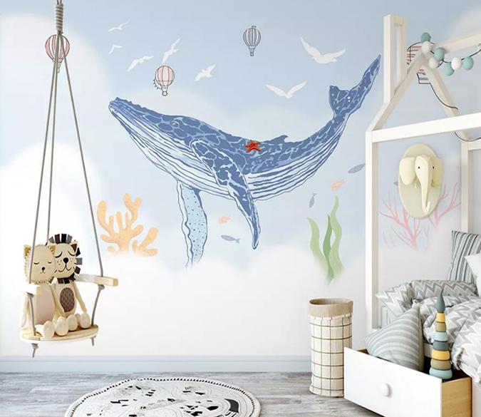 3D Blue Whale 1447 Wall Murals Wallpaper AJ Wallpaper 2 