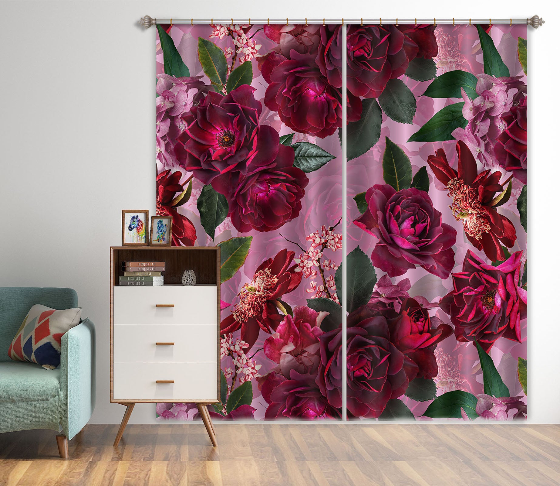 3D Purple Rose 120 Uta Naumann Curtain Curtains Drapes