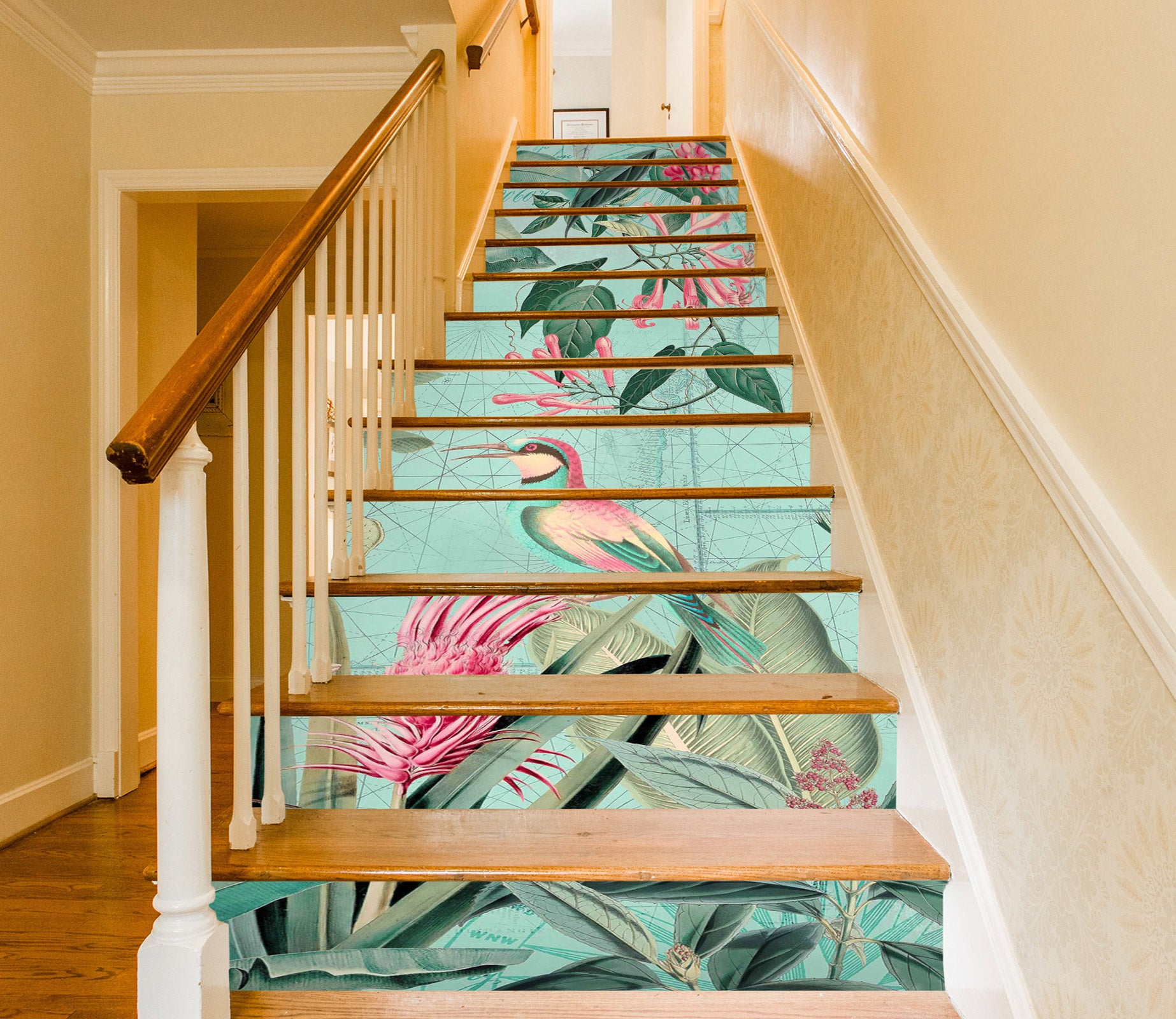 3D Colorful Bird Leaves 104119 Andrea Haase Stair Risers