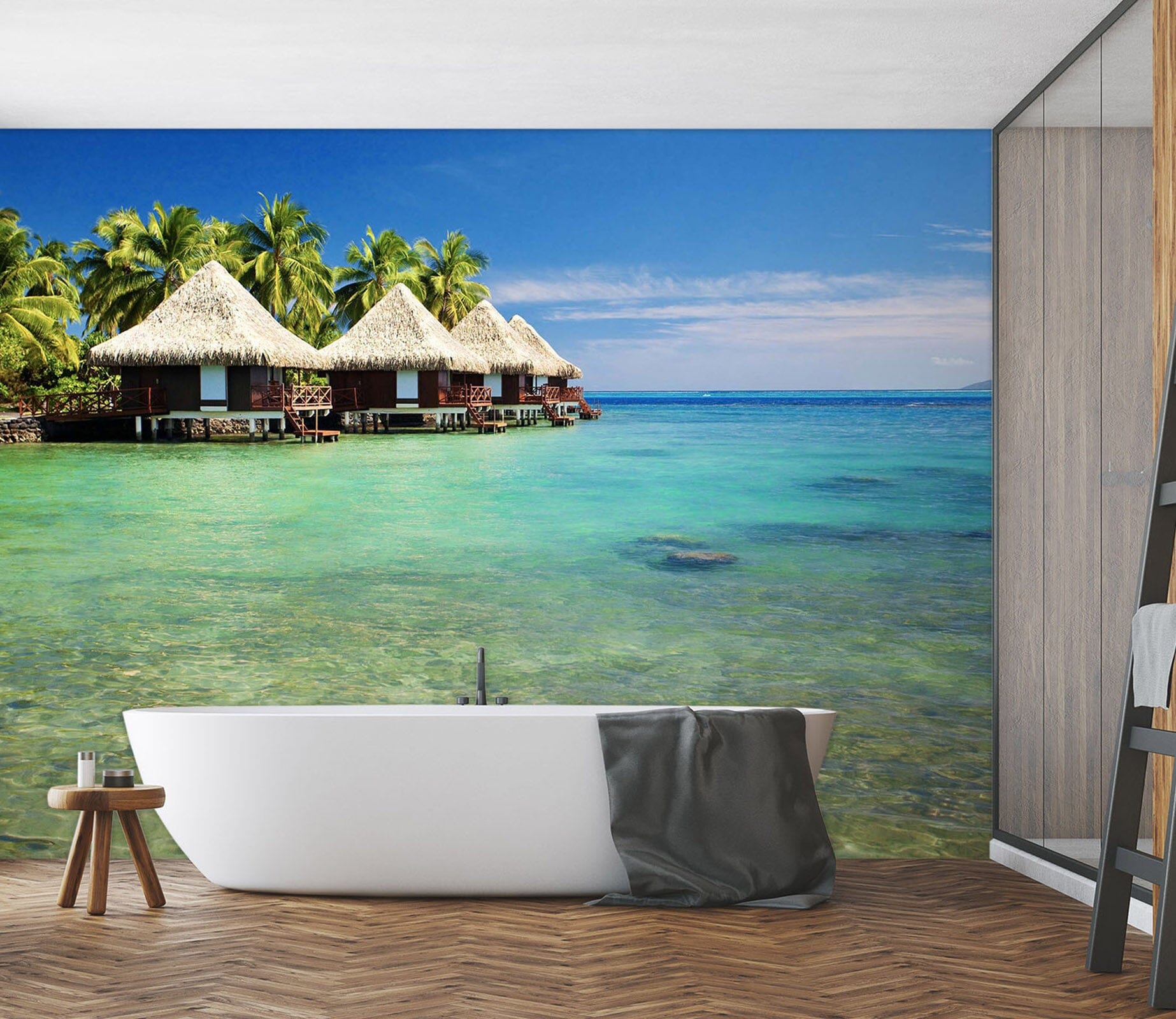 3D Sea Stones Cabin 087 Wall Murals Wallpaper AJ Wallpaper 2 