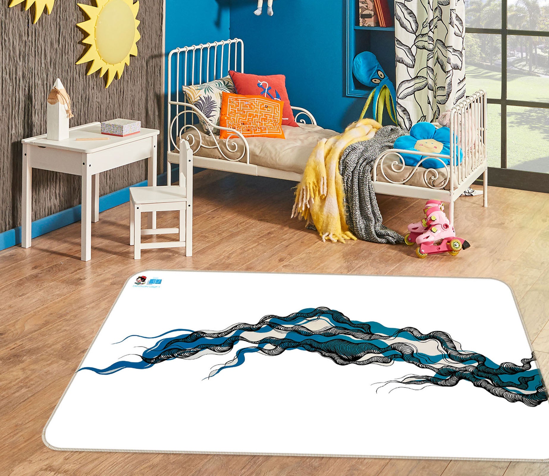 3D Blue Texture 8208 Jacqueline Reynoso Rug Non Slip Rug Mat