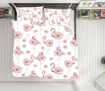 3D Flamingo Flower 242 Uta Naumann Bedding Bed Pillowcases Quilt