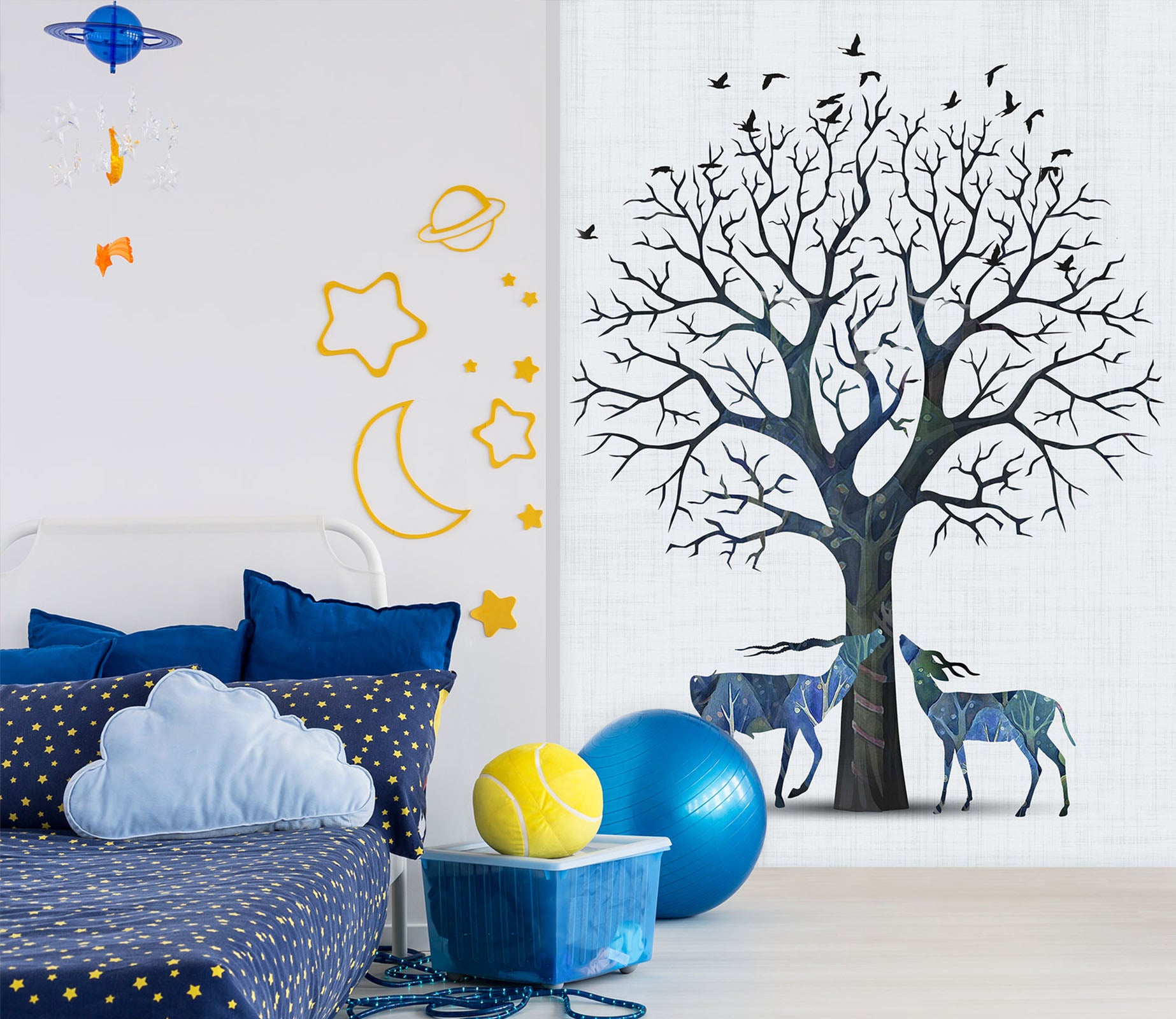 3D Tree Branch Fawn 058 Wall Murals