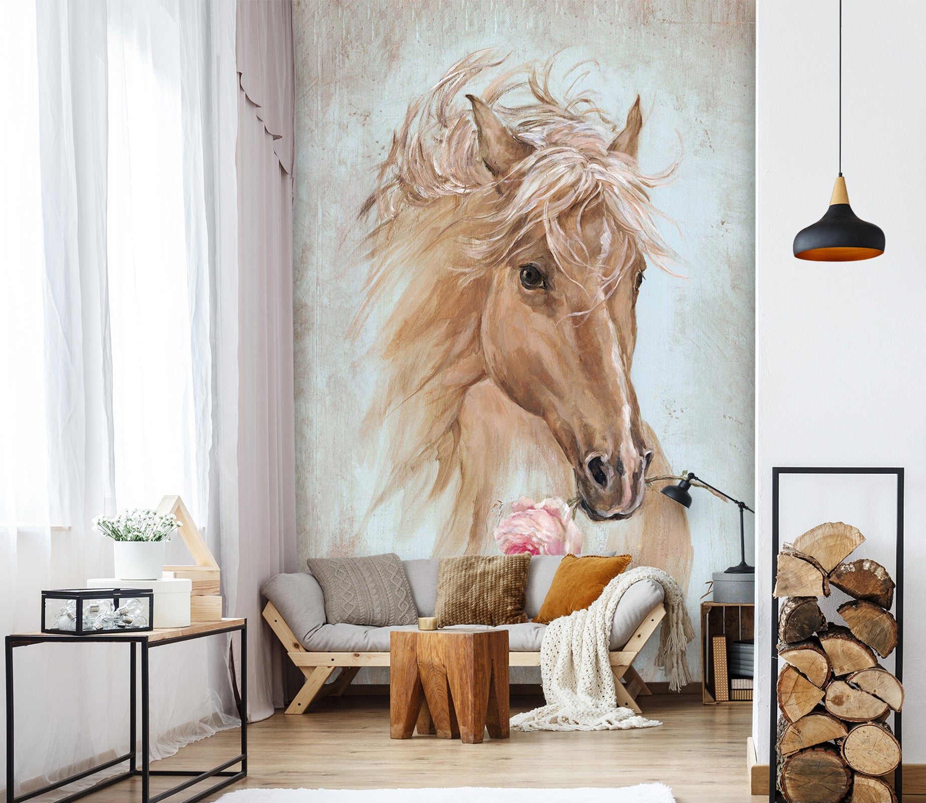 3D Flower Horse 4038 Debi Coules Wall Mural Wall Murals