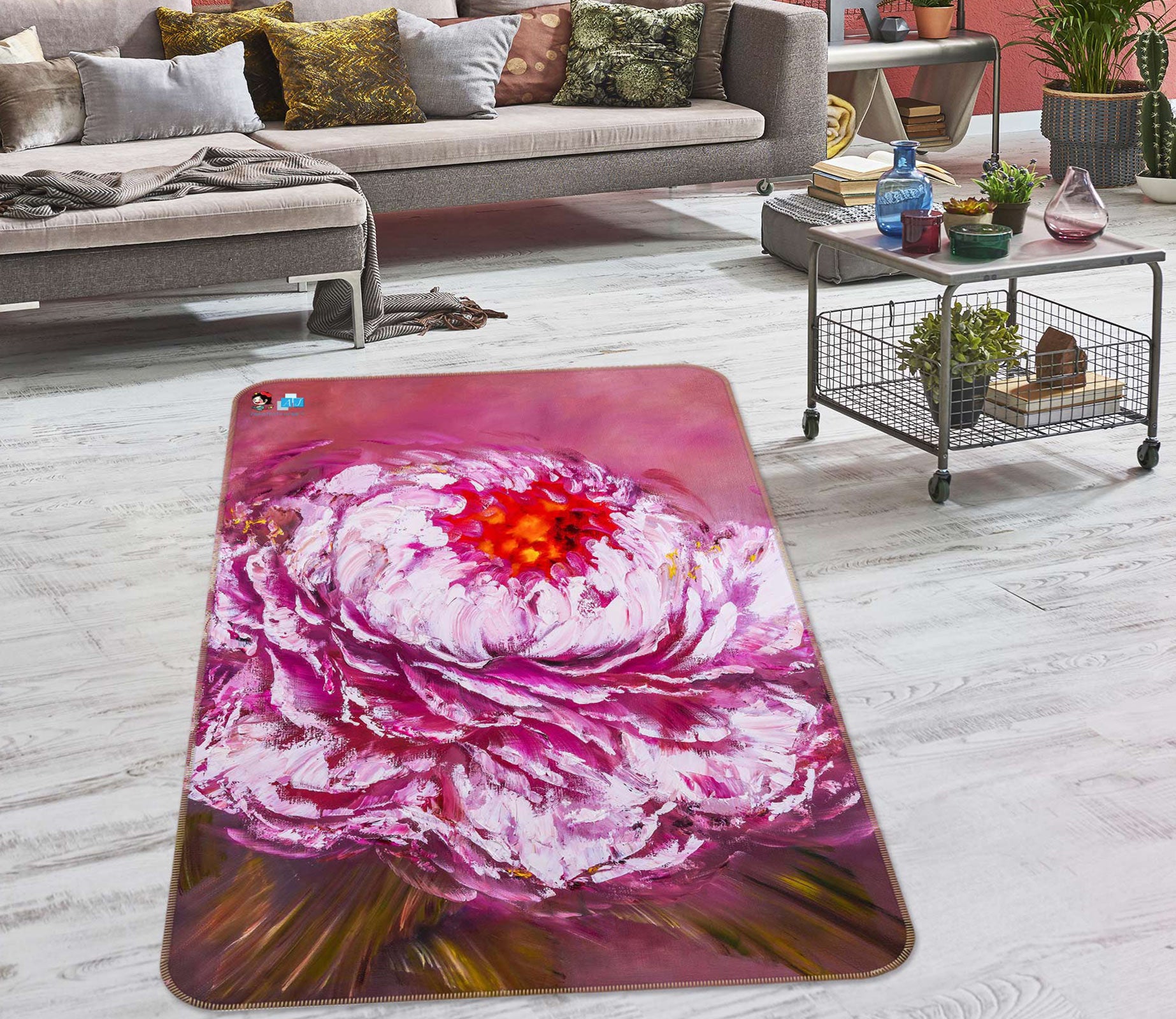 3D Pink Flower 1161 Skromova Marina Rug Non Slip Rug Mat