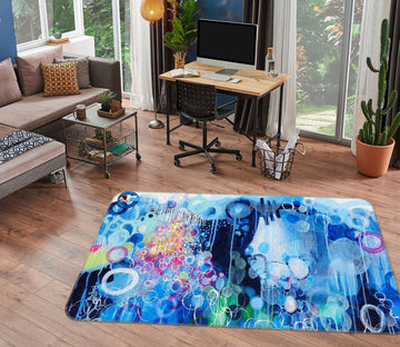 3D Blue Paint Circle 12360 Misako Chida Rug Non Slip Rug Mat