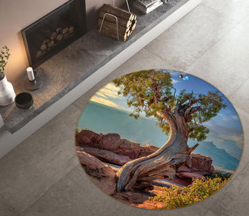 3D Tree Leaves 5016 Beth Sheridan Rug Round Non Slip Rug Mat