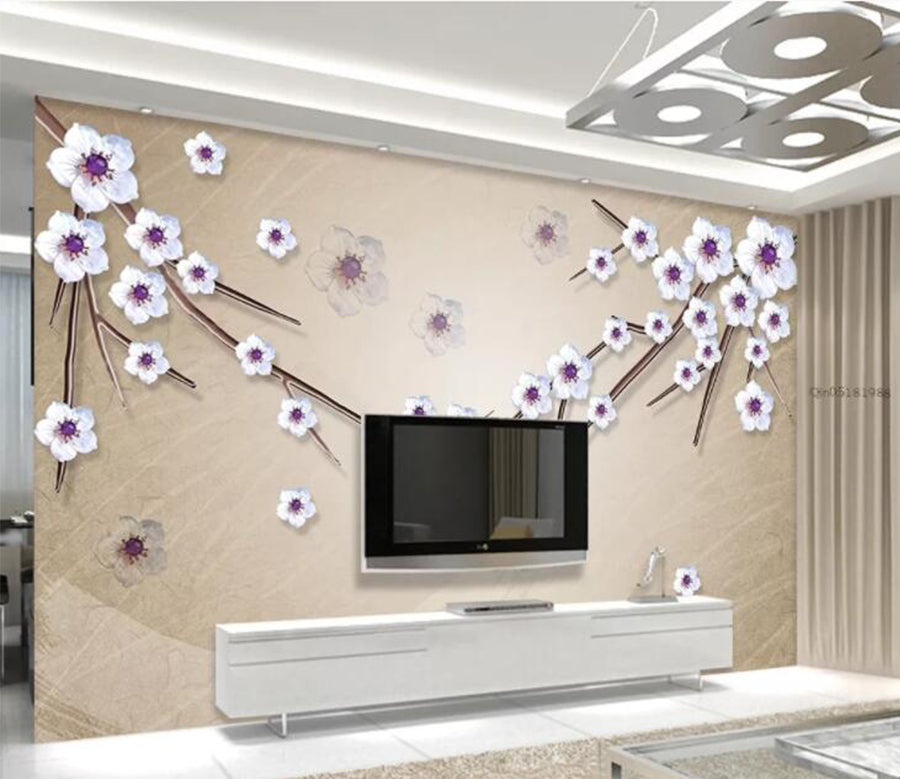 3D Plum Petals WC657 Wall Murals