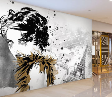 3D Sketch Girl Tower 128 Wall Murals Wallpaper AJ Wallpaper 2 