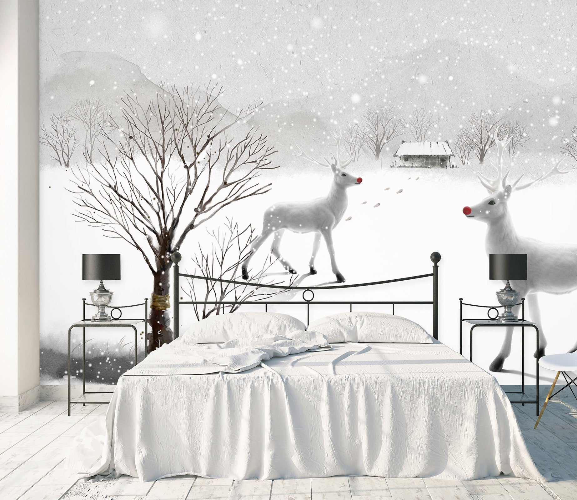 3D Snow Deer 021 Wall Murals