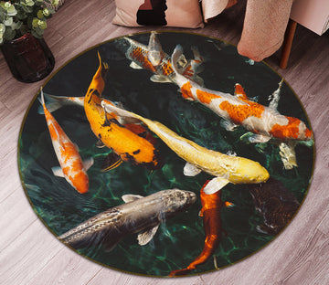 3D Koi Fish 81299 Animal Round Non Slip Rug Mat